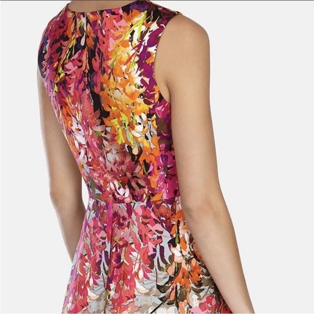 Karen Millen mini dress sleeveless flared floral classy pink gray 10 - Picture 11 of 14